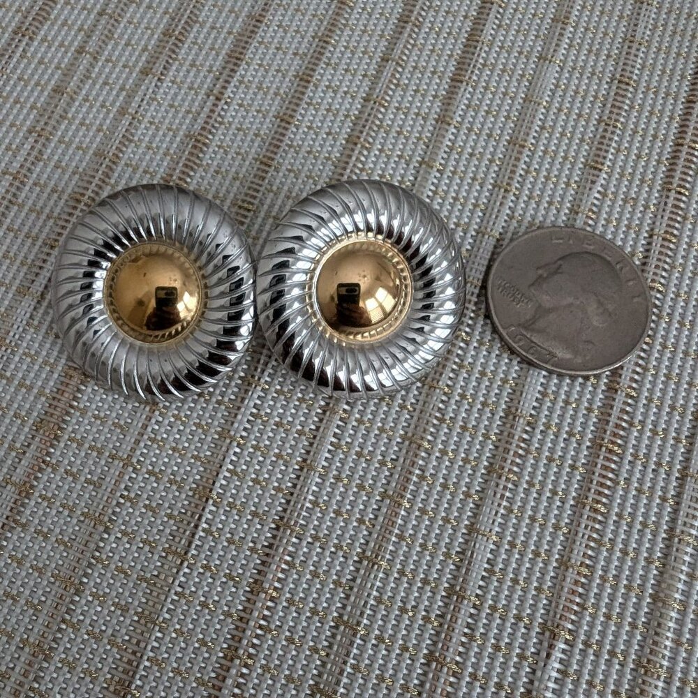 #310 Round Gold and Silver Geometric Earrings